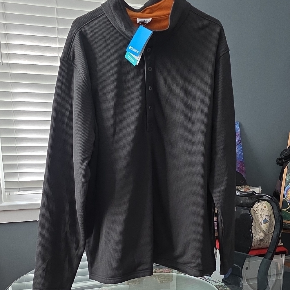 Columbia Charcoal and Burnt Orange Waffle Knit Top